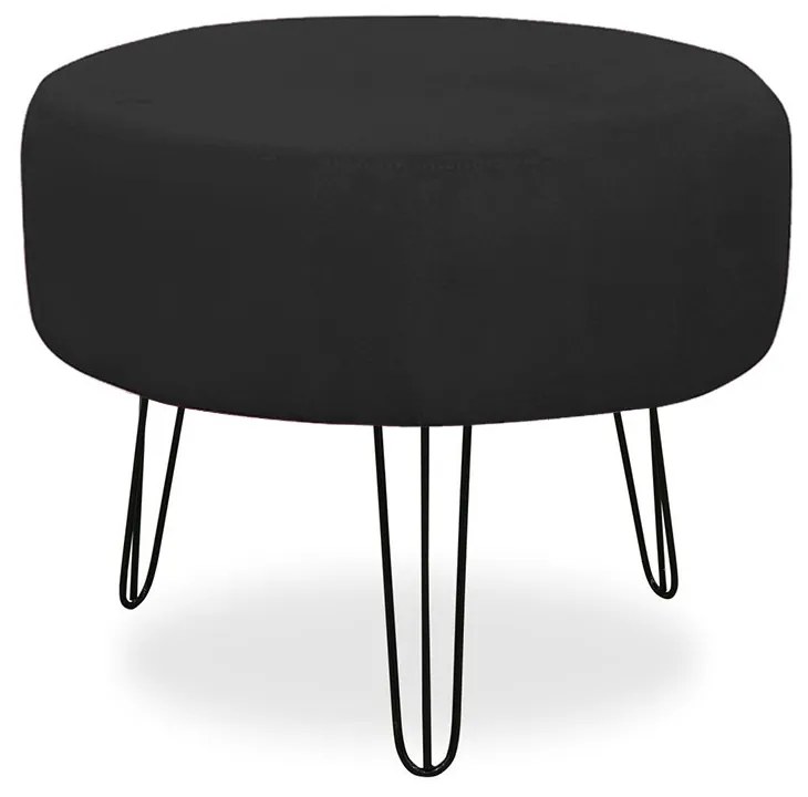 Kit 04 Puffs Redondos para Sala Chloe Suede Preto