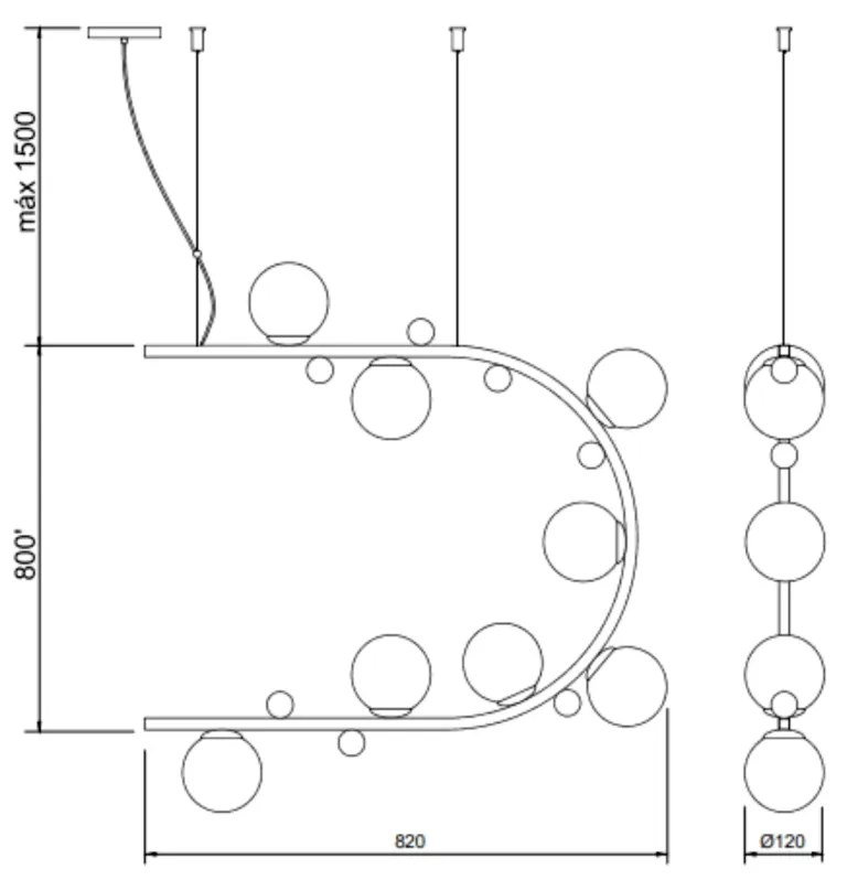 Pendente Aliança Arco Horizontal 24X82X82Cm 08Xg9 Globo 10Cm - Usina 9... (OL-F - Verde Oliva Fosco, Ambar)