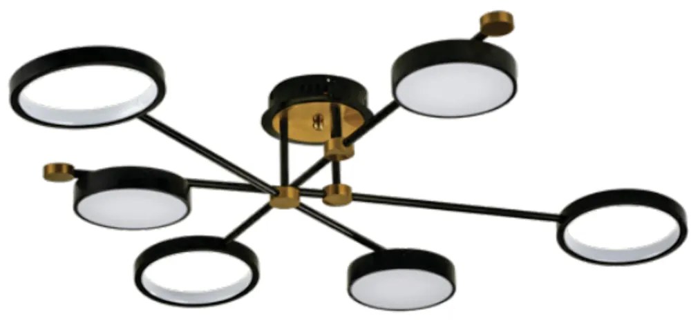 Plafon Signo 120X20Cm Led 36W 3000K Bivolt Preto / Champanhe - Usina I... (Preto / Champanhe)
