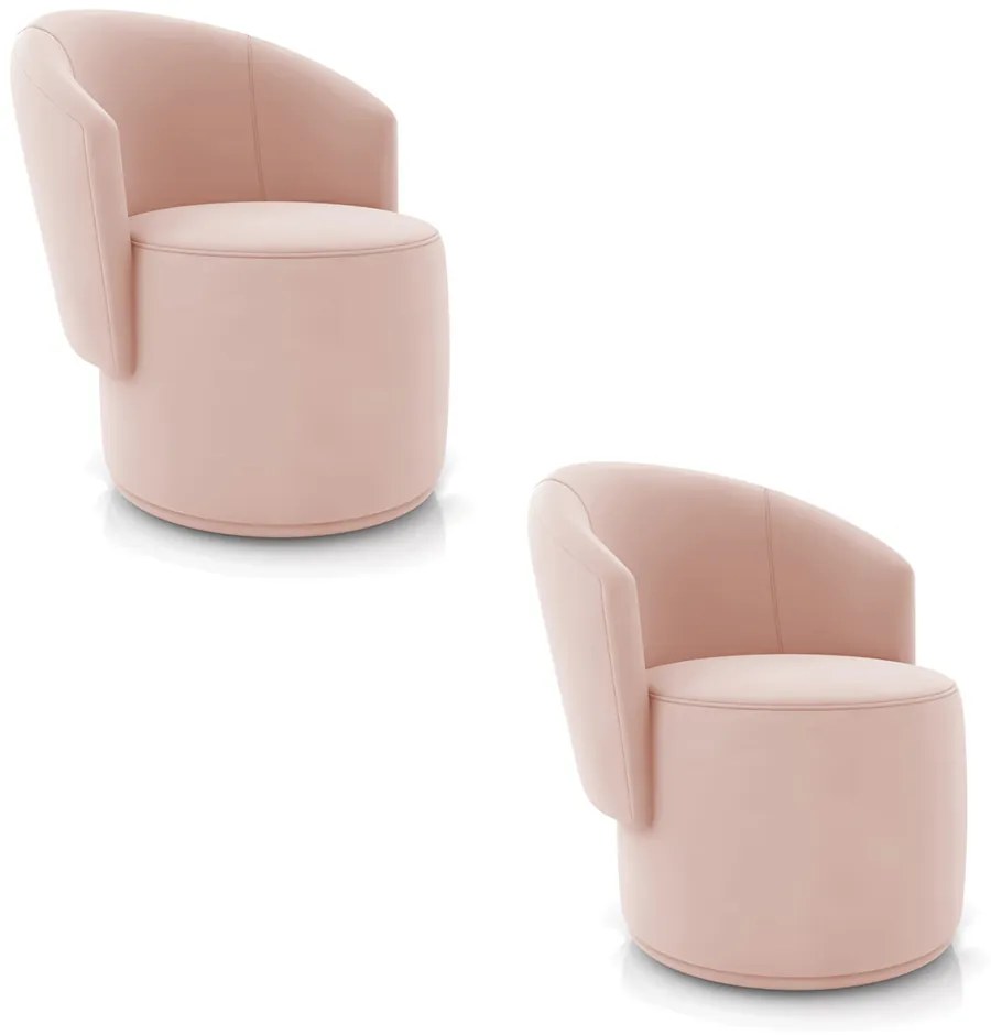 Poltrona Decorativa Orgânica Fixa para Sala Kit 2 Malu Veludo Rosê M11 - D'Rossi