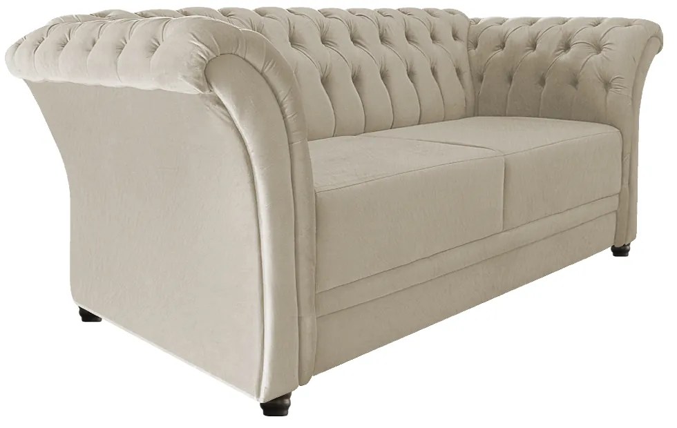 Namoradeira Chesterfield Sofia Suede Bege- ADJ Decor