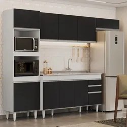 Armário de Cozinha Modulada 4 Peças CP12 Balcão com Pia Inox Branco/Pr