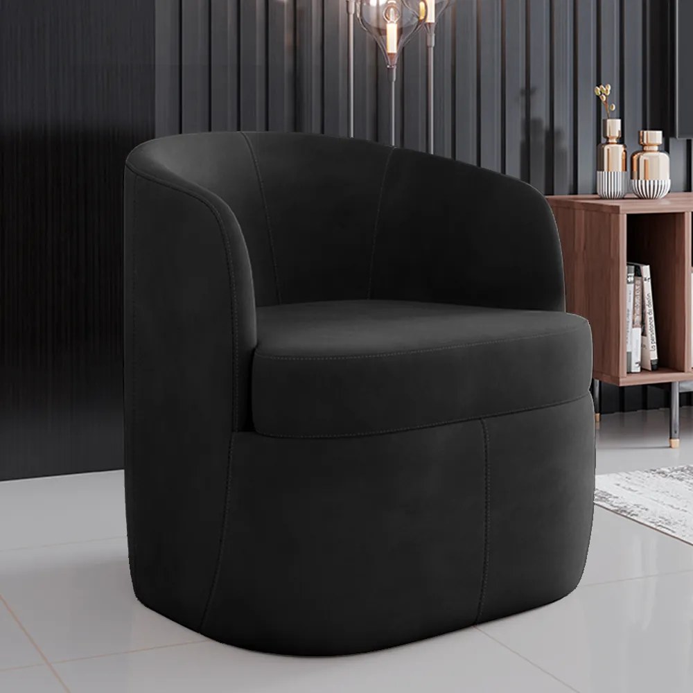 Kit 2 Poltronas Decorativas Design Moderno Bel Sala de Estar Base Giratória Veludo Cinza Escuro G33 - Gran Belo