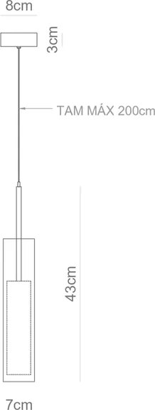 Pendente Metal Vidro Hilton - PRETO