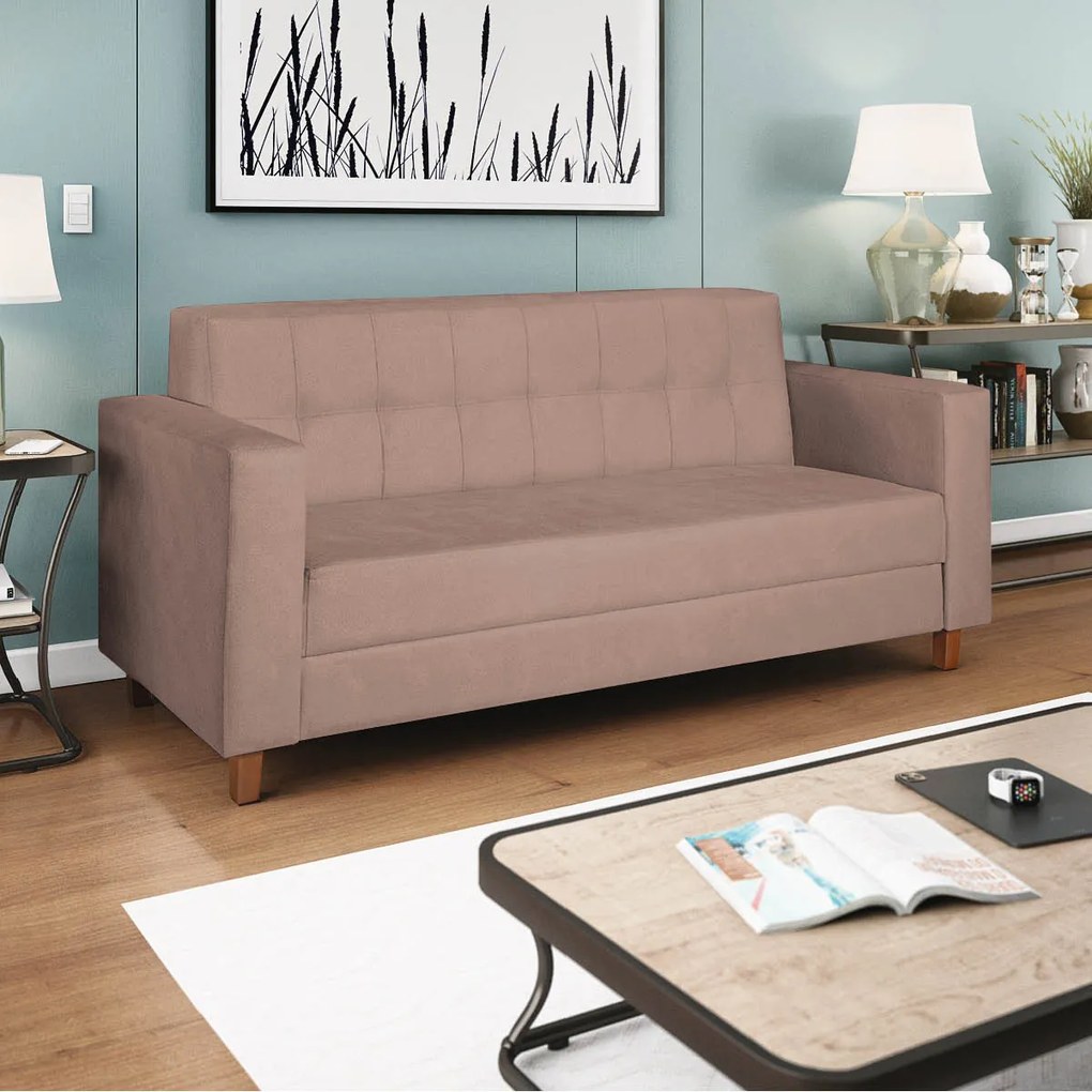 Sofá 2 Lugares Denver Linho Rosê - ADJ Decor