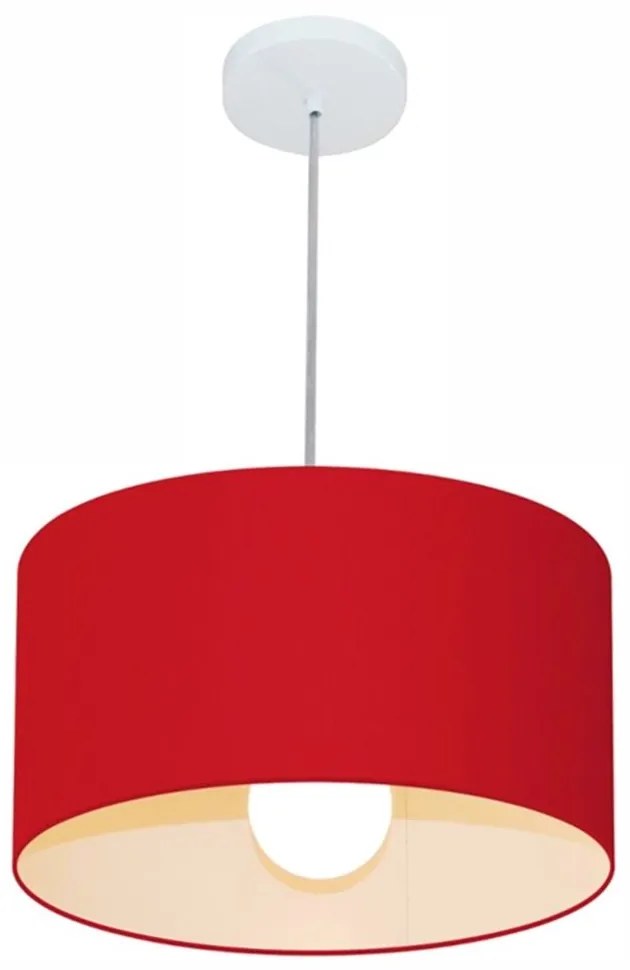 Lustre Pendente Cilíndrico Md-4146 Cúpula em Tecido 40x30cm Bordo - Bivolt