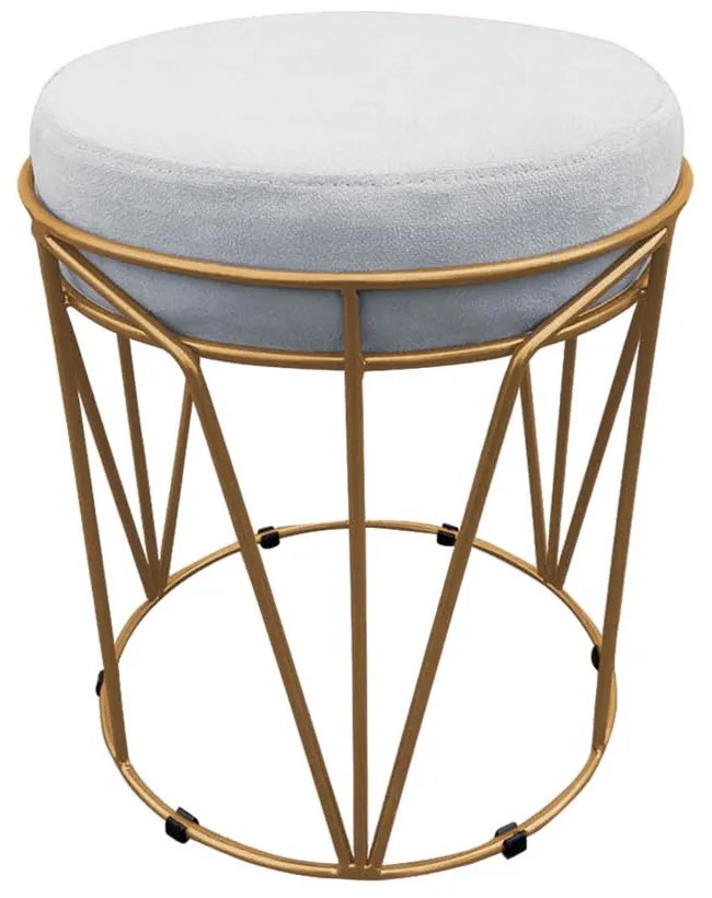 Puff Multiuso com Mesa Babu 2 em 1 Suede Base Dourado D'Rossi - Cinza