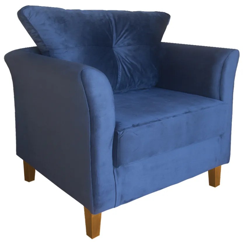 Poltrona Ibis Decorativa Suede Azul Marinho