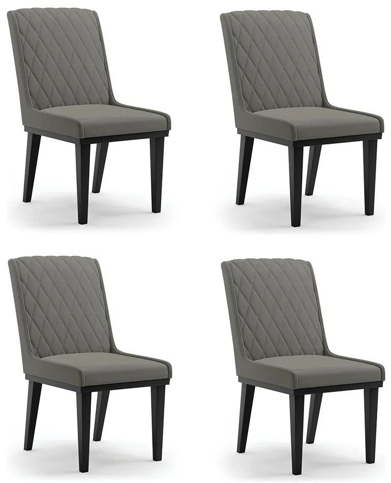 Cadeira Sala de Jantar Base Madeira Preto Kit 4 Sofia Suede Azul Marinho D03 - D'Rossi - Grafite