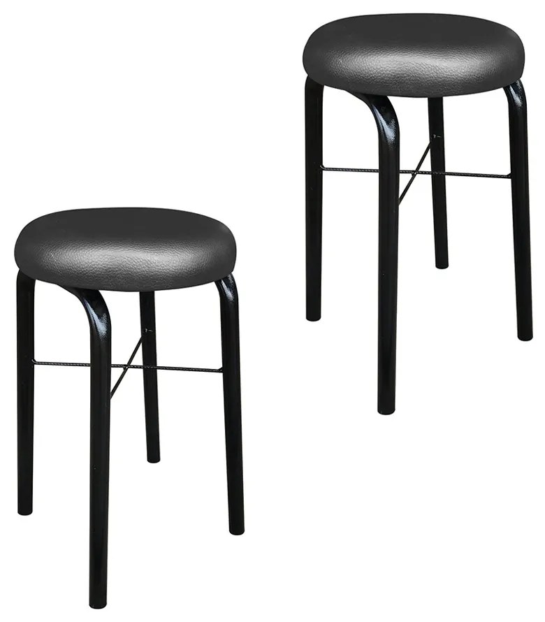 Kit 02 Banquetas Baixa Manu Corino Preto D'Rossi
