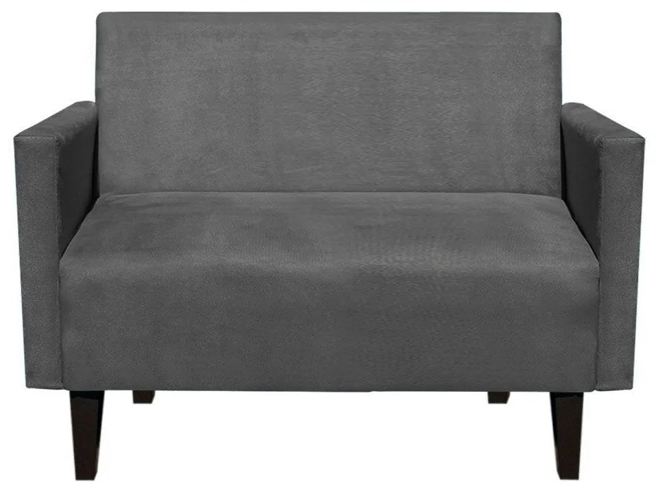 Namoradeira Jade 02 Lugares Suede Grafite Pés Chanfrado Tabaco - D'Rossi