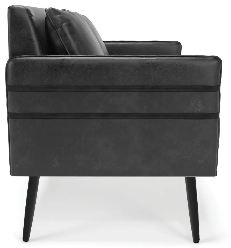 Namoradeira 02 Lugares Mari Corano Preto Pés Palito de Ferro - D'Rossi