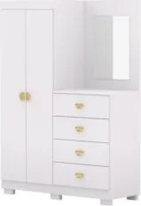 Guarda Roupa Cômoda Com Espelho 120cm Rita Flex Branco V02 - Mpozenato