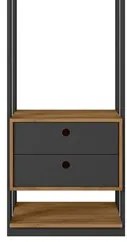 Módulo Guarda Roupa Closet Com 2 Gavetas Titan Preto Velluto/Freijó -