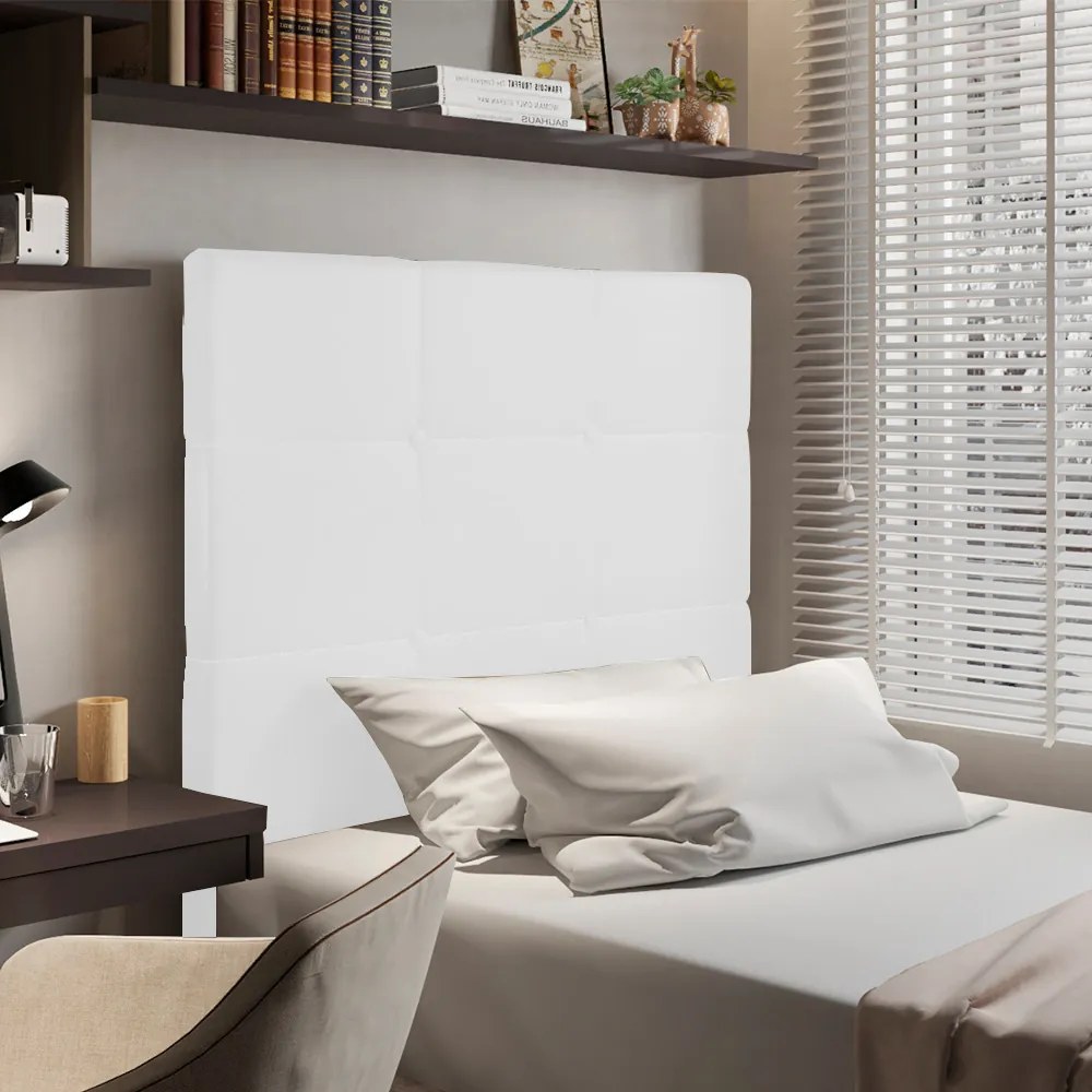 Cabeceira Stambul Para Cama Box Solteiro 90 cm Corino M11 - D'Rossi - Branco