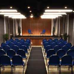 Kit 3 Cadeiras Hoteleiras Auditório Empilhável Linho Z33 Azul - Mpozen
