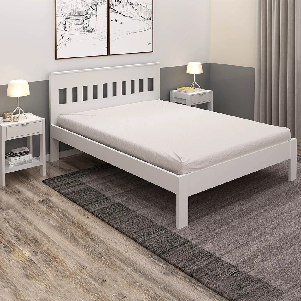 Cama de casal MDP CM8007 Branco G69 - Gran Belo