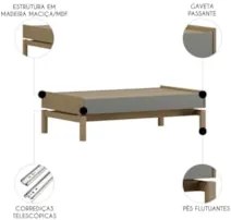 Mesa de Centro Para Sala 100cm Soleil Oak/Cinza F07 - Mpozenat