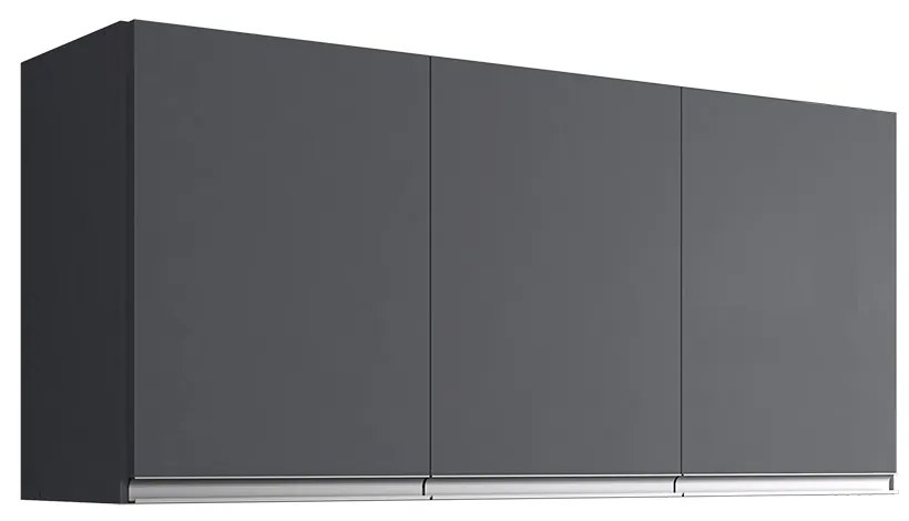 Armário Cozinha Aéreo 120cm 3 Portas Leticia A01 - D'Rossi - Cinza