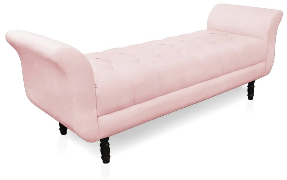 Recamier Olinda Suede 160 cm Pés Torneados Tabaco - D'Rossi - Rosa Bebê