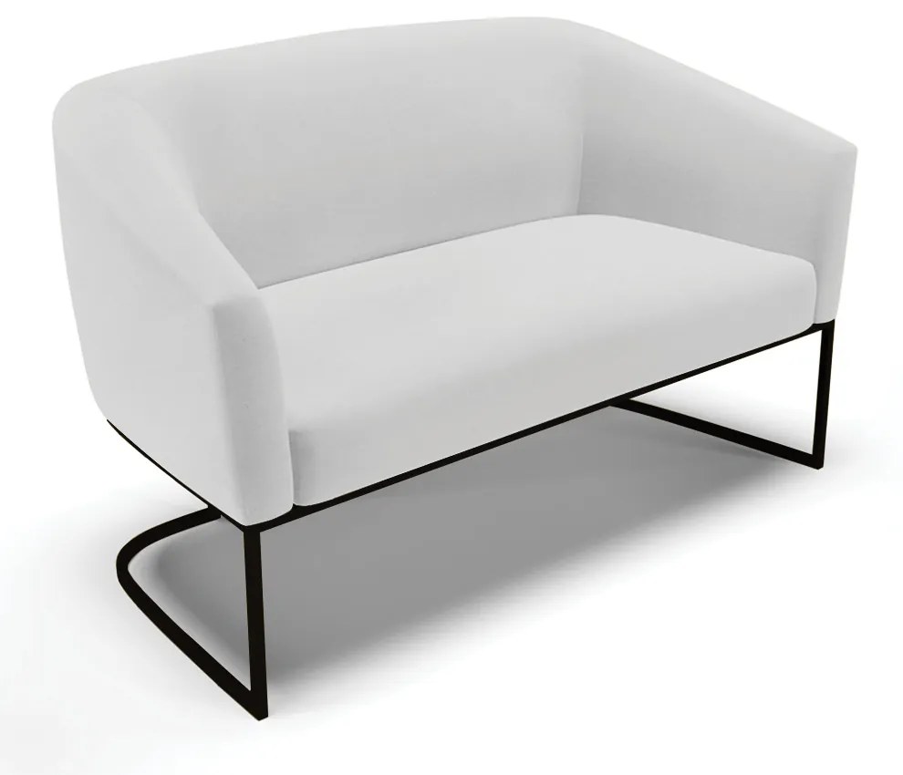 Sofá Namoradeira e 2 Poltronas Base Industrial Preto Stella Linho D03 - D'Rossi - A05 Cinza