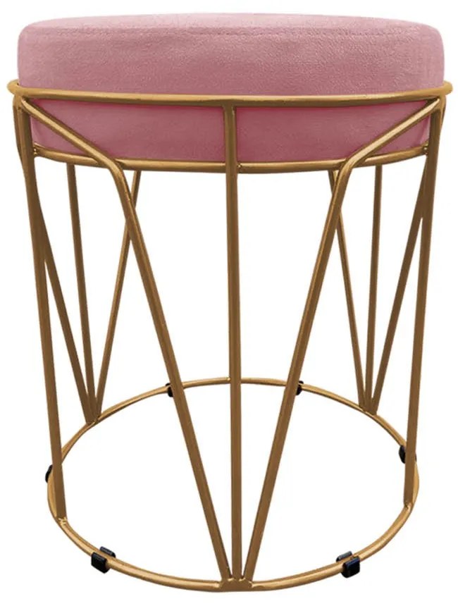 PUFF BABU SUEDE BASE DOURADO DROSSI - Rose