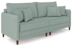 Sofá 3 Lugares Living 232cm Pé Madeira Zoe Boucle Pistache Z08 - Mpoze