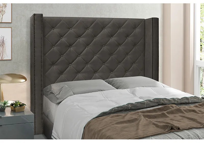 Cabeceira Cama Box Casal Queen 160cm Vicenza Suede Cinza- Sheep Estofados - Cinza