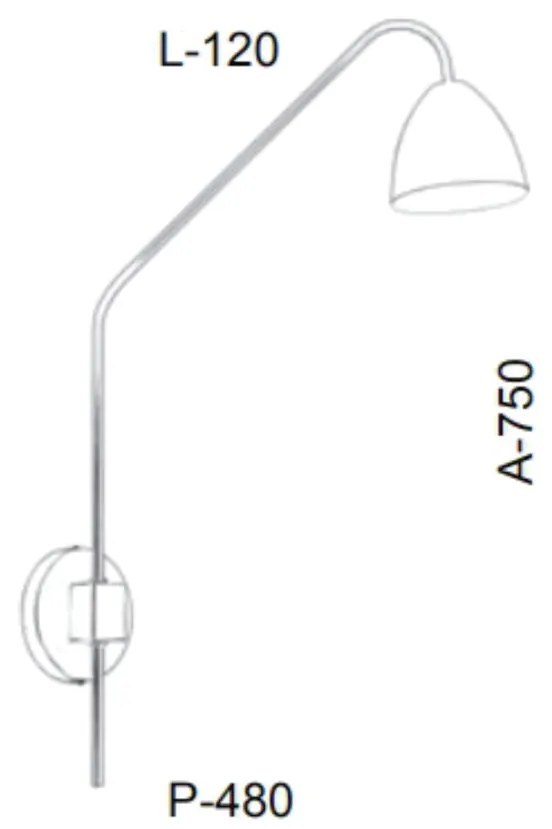 Arandela Haste Articulada Cúpula Aluminio 12X48X75Cm Metal 01Xe27 / Co... (PRETO)