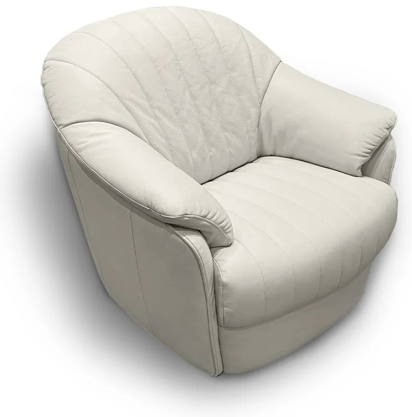 Poltrona Sala de Estar com Balanço Mars Base Giratória U270 Couro Bege Claro G49 - Idea Relax By Natuzzi Group