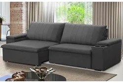 Sofá Retrátil Reclinável 3 Lugares 245cm Baluart F05 Veludo Grafite -