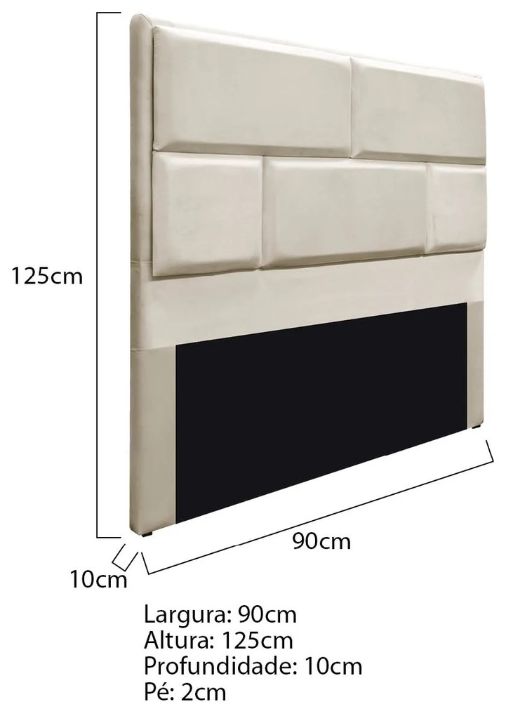 Cabeceira Solteiro Brick P02 90 cm para cama Box Corano - ADJ Decor