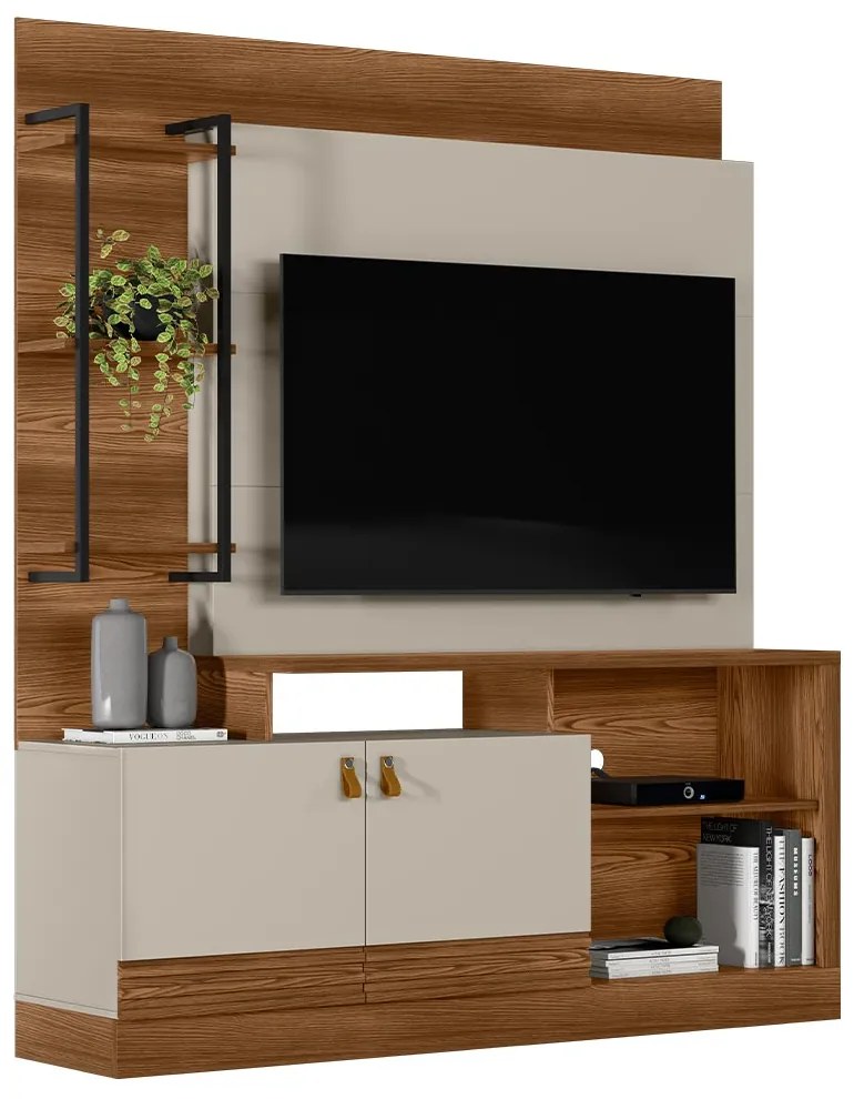 Estante Home 160cm Jatiuca para TV até 50 Freijó/Off White G77 - Gran Belo
