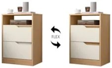 Mesa de Cabeceira 2 Gavetas Sole Flex Freijó/Off White - Albatroz