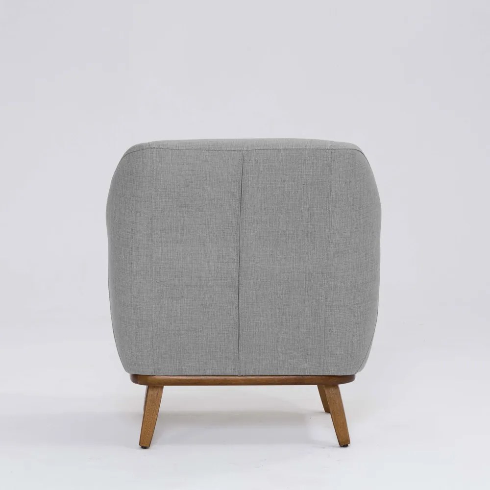 Poltrona Decorativa Pauline D07 Base Madeira Linho Mescla Elefante - D'Rossi