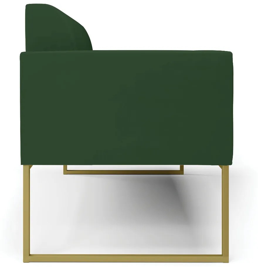 Sofá Namoradeira Base Industrial Dourado Marisa Veludo D03 - D'Rossi - Verde