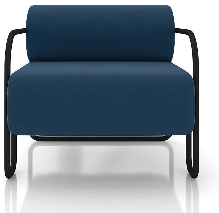 Poltrona Sala de Estar Industrial Preto Ameli Veludo K01 - D'Rossi - Azul Marinho