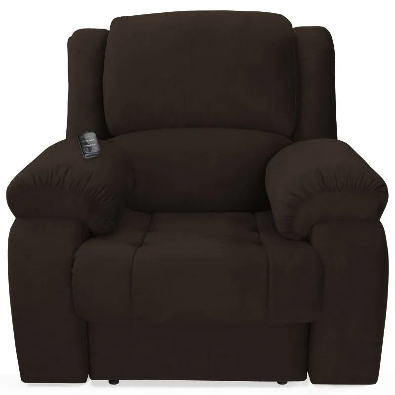 Poltrona Decorativa Magnum Reclinável Elétrica com Massagem Suede Marrom