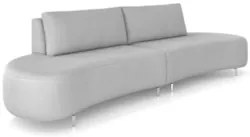 Sofá 3 Lugares 200cm Orgânico Pé Ferro Nagai Veludo Cinza Z55 - Mpozen