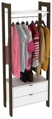 Guarda Roupa Solteiro Closet AZ1011 Branco/Nogal - Tecno Mobili