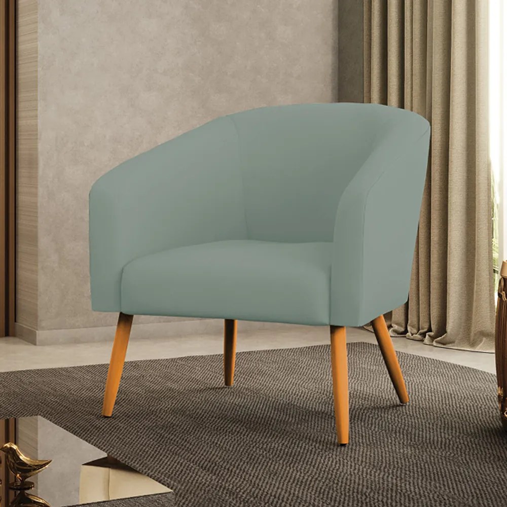 Poltrona Decorativa Pé Palito Castanho Stella Cotelê Ext/Veludo D03 - D'Rossi - Menta