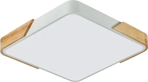 Plafon Led De Sobrepor Madeira E Metal 120W - BRANCO