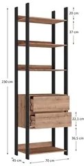 Closet 2 Gavetas 4 Prateleiras Estilo Industrial Chess F04 Preto/Solan
