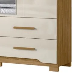 Guarda Roupa Casal 160cm Com Espelho Cancum Freijó/Off Z17 - Mpozena