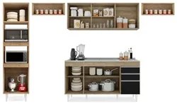 Armário de Cozinha Modulada 5 Peças CP15 Balcão com Pia Inox Castanho/