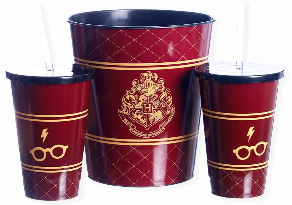 Kit Almofada Porta Pipoca Harry Potter Hogwarts Plataforma 9 34