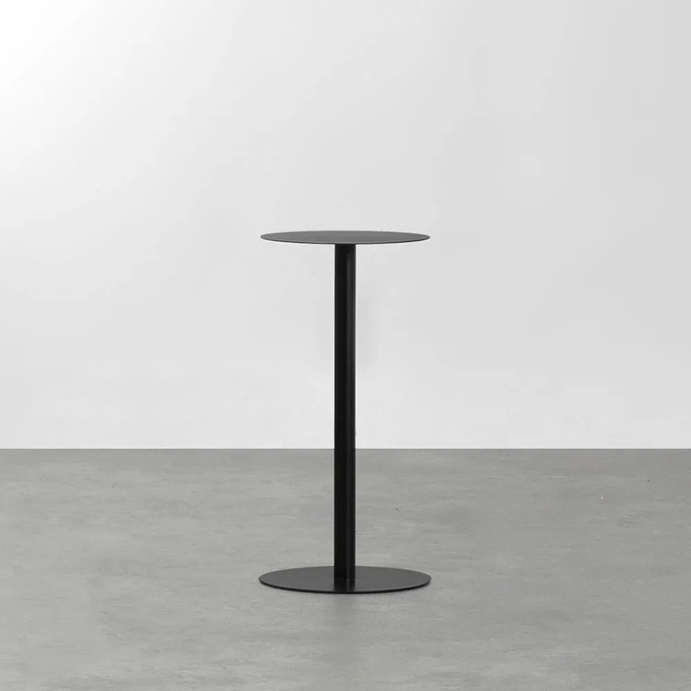 Mesa Lateral Disco Redonda 25cmx50cm - Preto