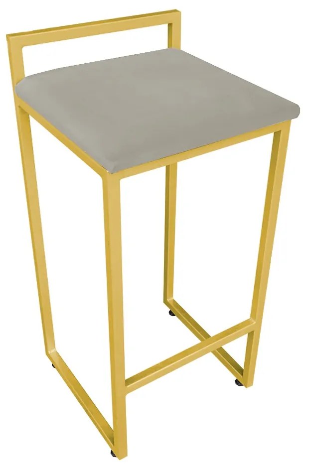 Banqueta Alta Industrial Pietra Suede Marrom Rato Base Dourado D'Rossi