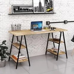 Mesa Escrivaninha Cavalete 150cm Estilo Industrial Prisma C08 Carvalho