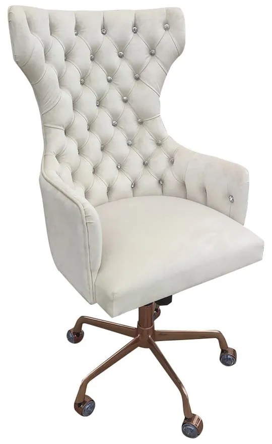 Poltrona Giratória Berger Gold Rose com Rodízios Base Alumínio Ajuste de Altura e Relax Design Clássico